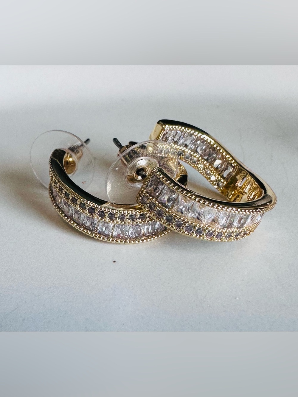 Bomb Party Earring Lot”4” on Gold & Rose Gold-Hoops Removable Charm CZ